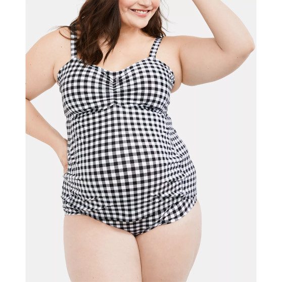 Beach Bump™ Plus Size Ruched Maternity UPF 50+ Tankini Swimsuit