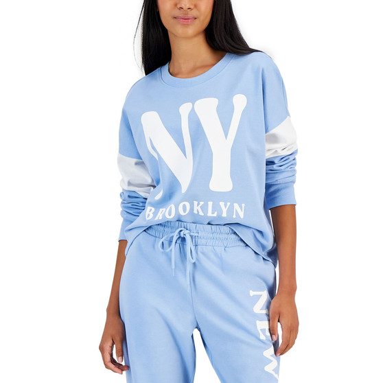 Juniors' NY Brooklyn Graphic Pullover Top
