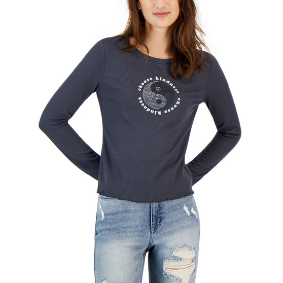Juniors' Yin Yang Long-Sleeve T-Shirt