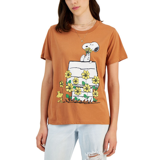 Juniors' Snoopy Sunflower Graphic T-Shirt