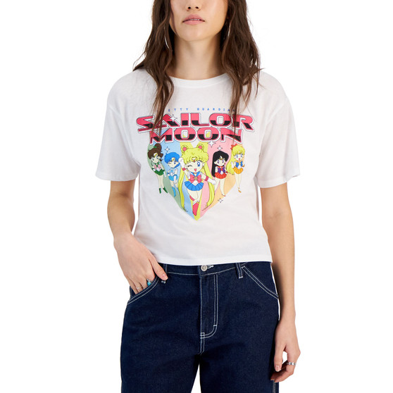 Juniors' Heart Graphic Short-Sleeved Crop T-Shirt