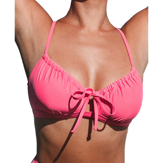 Women's Mercury Retrograde Solid Tunneled Pink Bralette Bikini Top