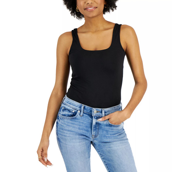 Juniors' Sleeveless Square-Neck Bodysuit