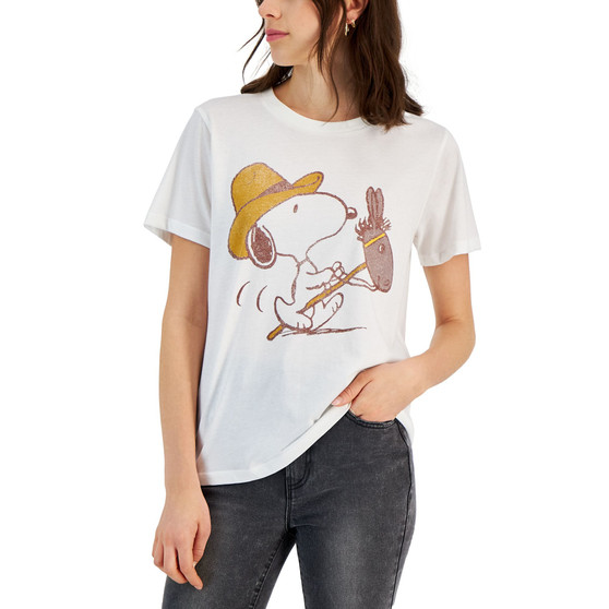 Juniors' Snoopy Horse Graphic T-Shirt