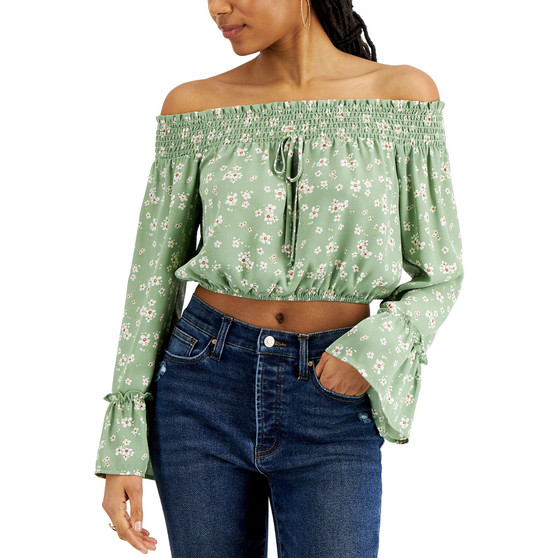Juniors' Smocked Off-The-Shoulder Top