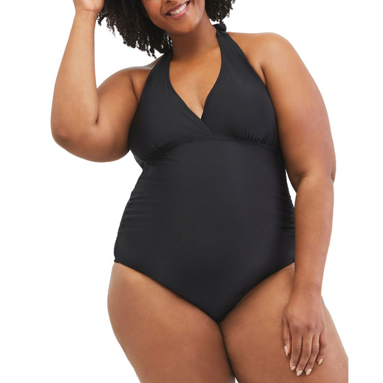 Plus Size One-Piece Halter Swimsuit