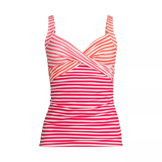 Women's Plus Size V-Neck Wrap Wireless Tankini Swimsuit Top