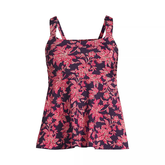 Women's D-Cup Flutter Scoop Neck Tankini Top Comfort Adjustable Straps