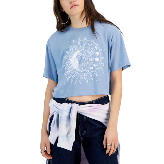 Juniors' Celestial Graphic Boxy Crop T-Shirt