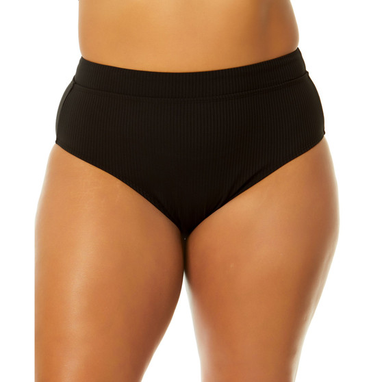 Plus Size Ribbed High-Waist Bikini Bottoms, Created for Macy's