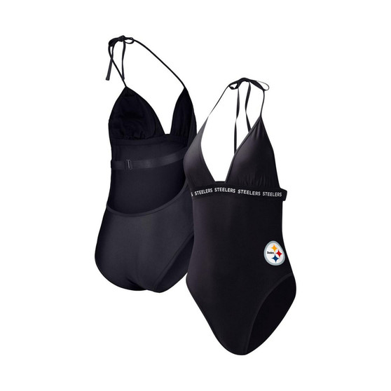 Women's Black Pittsburgh Steelers Full Count One-Piece Swimsuit