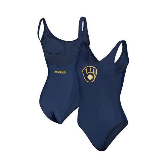 Women's Navy Milwaukee Brewers Making Waves One-Piece Swimsuit