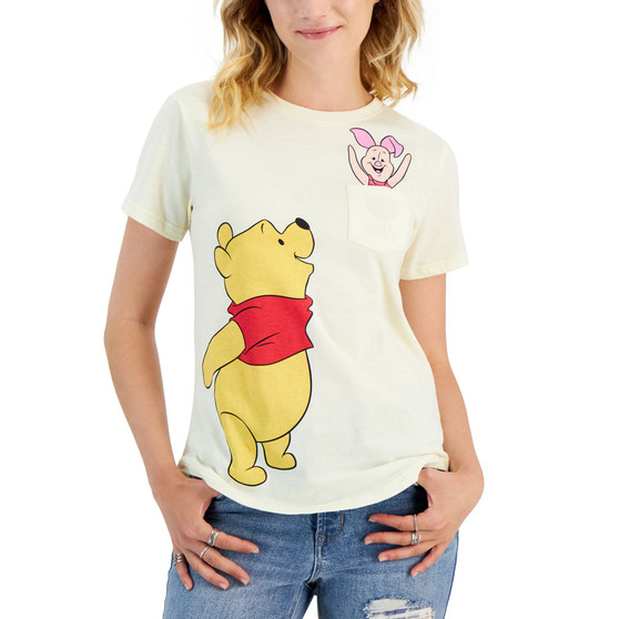 Juniors' Winnie The Pooh And Piglet Pocket T-Shirt
