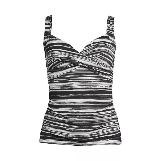 Women's DD-Cup Chlorine Resistant V-Neck Wrap Underwire Tankini Swimsuit Top Adjustable Straps