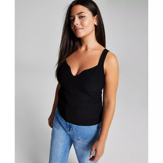 Women's Ottoman Ribbed Sweetheart Top