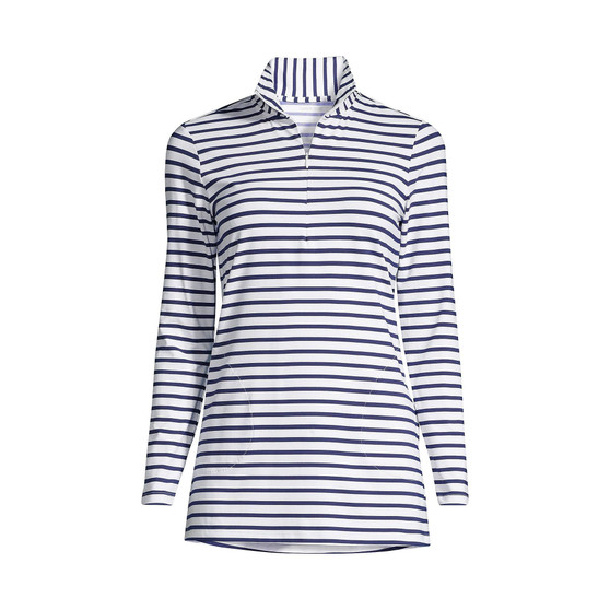 Women's Long Quarter Zip Long Sleeve Tunic Rash Guard Cover-up UPF 50 Sun Protection Print