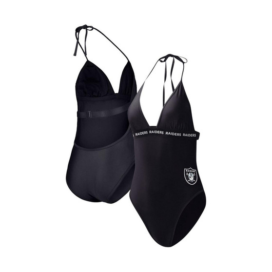 Women's Black Las Vegas Raiders Full Count One-Piece Swimsuit