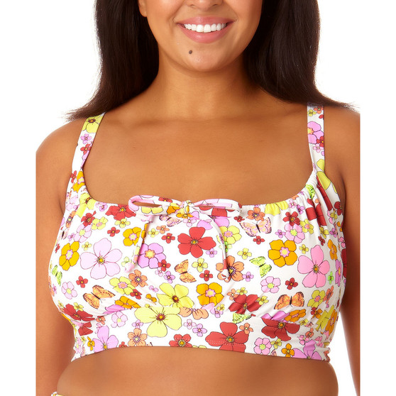 Plus Size Printed Long-Line Bralette Bikini Top, Created for Macy's
