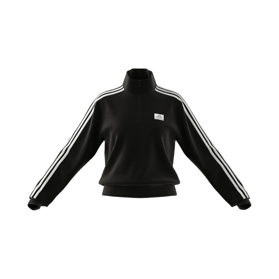Women's Cotton 3-Stripes Quarter-Zip Sweatshirt