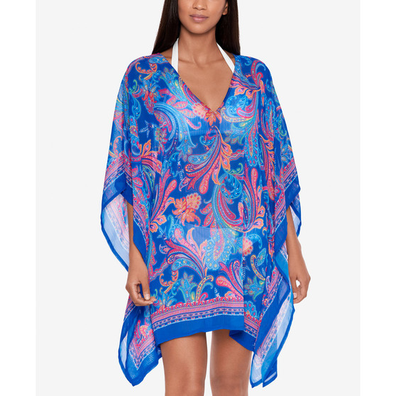 Women's Printed Crinkly Chiffon Tunic Cover-Up