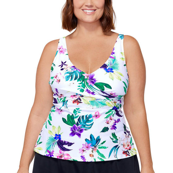 Plus Size Printed Monterey Underwire Shirred Tankini Top, Created for Macy's