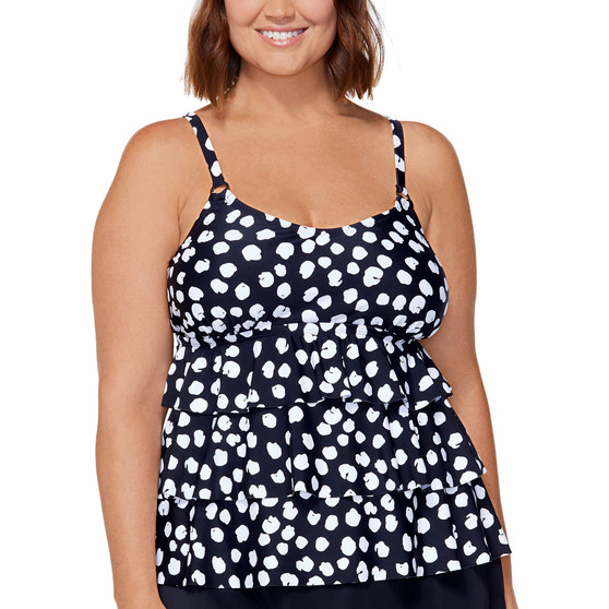 Plus Size Printed Triple-Tiered Underwire Tankini Swim Top, Created for Macy's