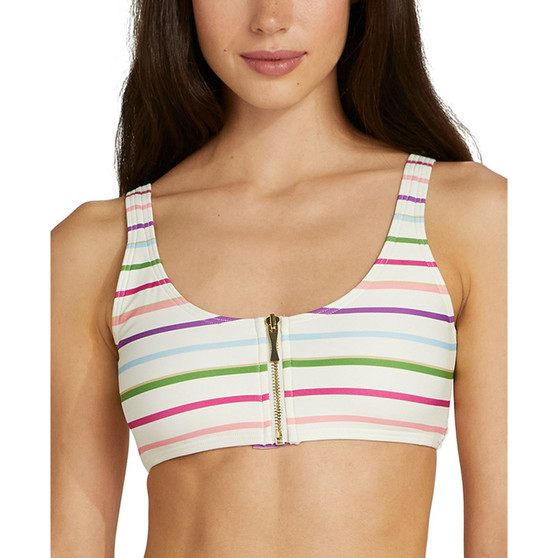 Women's Striped Zip-Front Bikini Top