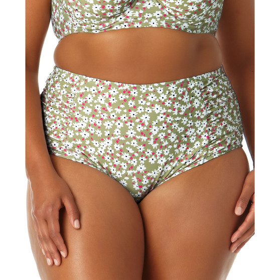 Plus Size Shirred Tummy-Control Bikini Bottoms