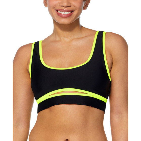 Women's Contrast-Trim Square-Neck Bikini Top