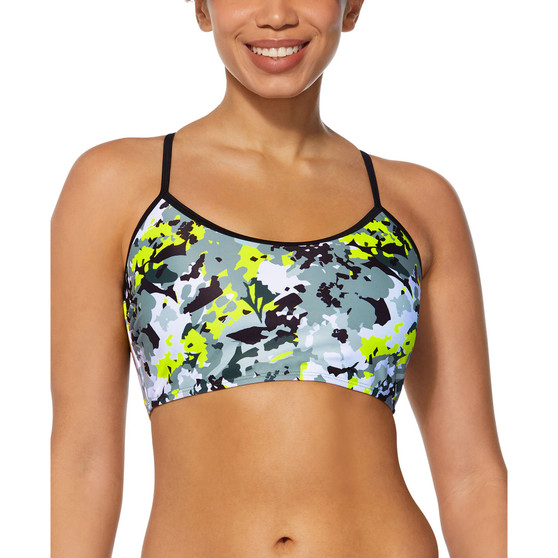 Women's Printed Contrast-Trim Bralette Bikini Top