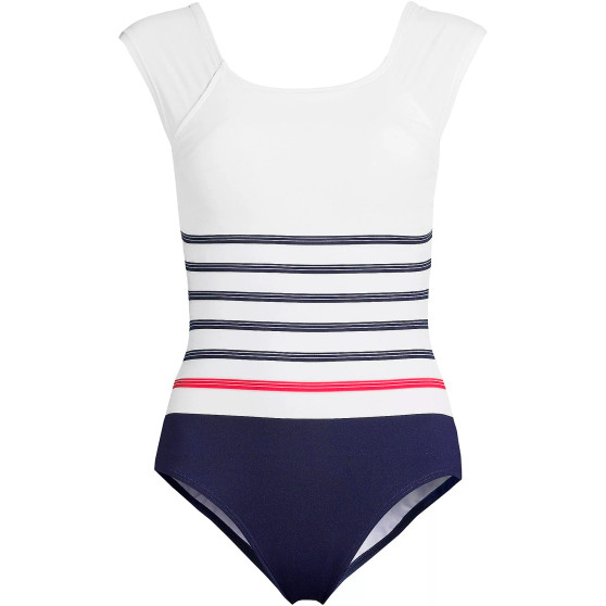 Women's Plus Size Chlorine Resistant Tummy Control Cap Sleeve X-Back One Piece Swimsuit