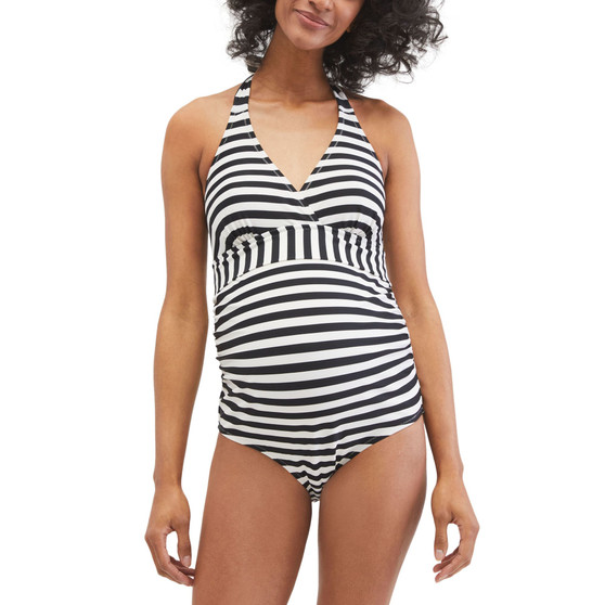 Beach Bump™ Striped Halter One Piece Maternity Swimsuit