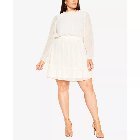 Trendy Plus Size Dobby Tiered Mini Dress