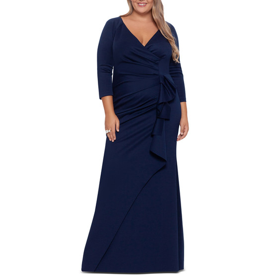 Plus Size Side-Ruffle Ruched Gown