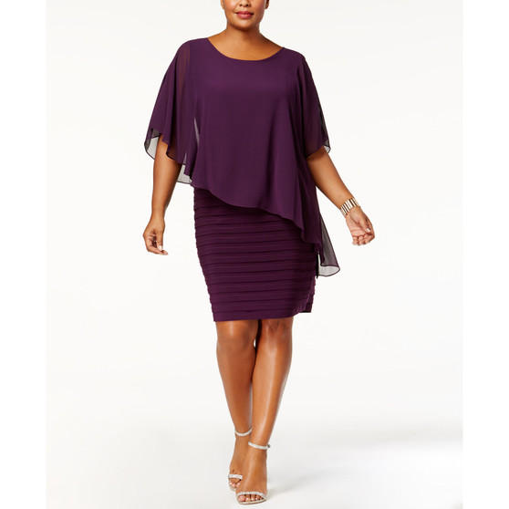 Plus Size Chiffon Capelet Sheath Dress