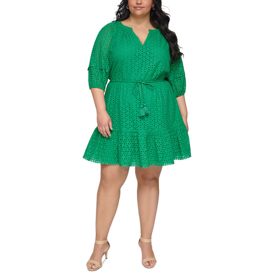 Plus Size Eyelet Fit & Flare Dress