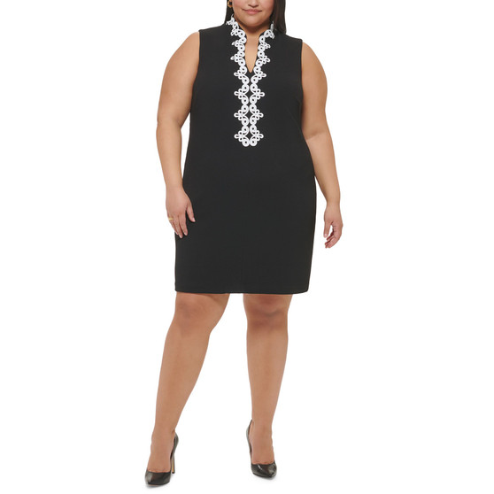 Plus Size Lace-Trim Shift Dress