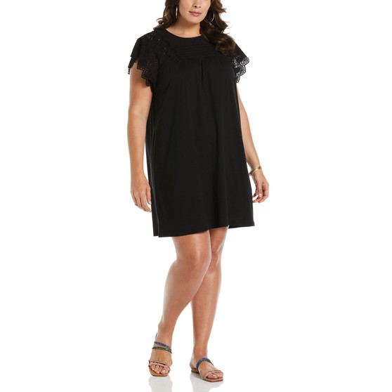 Plus Size Knit Eyelet Short Sleeve Tee Shirt Dress
