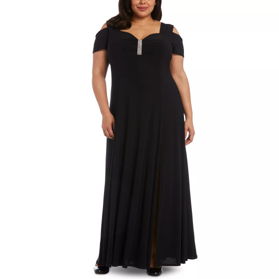 Plus Size Rhinestone-Detail Gown