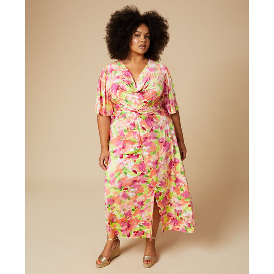 Plus Size Lyona Twist-Front Faux-Wrap Dress