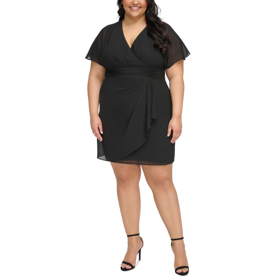 Plus Size Flutter-Sleeve Sheath Dress