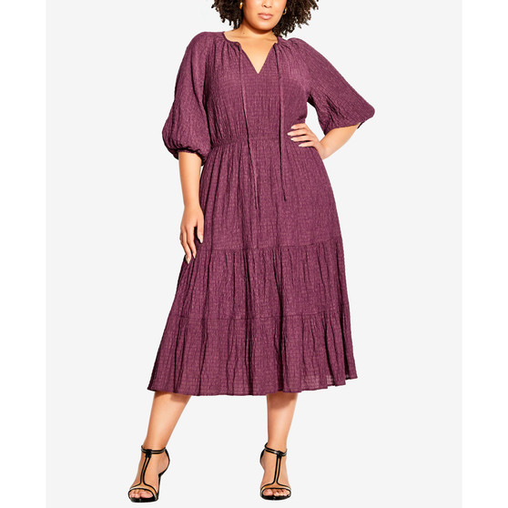 Plus Size Trendy Darling Puff Midi Dress