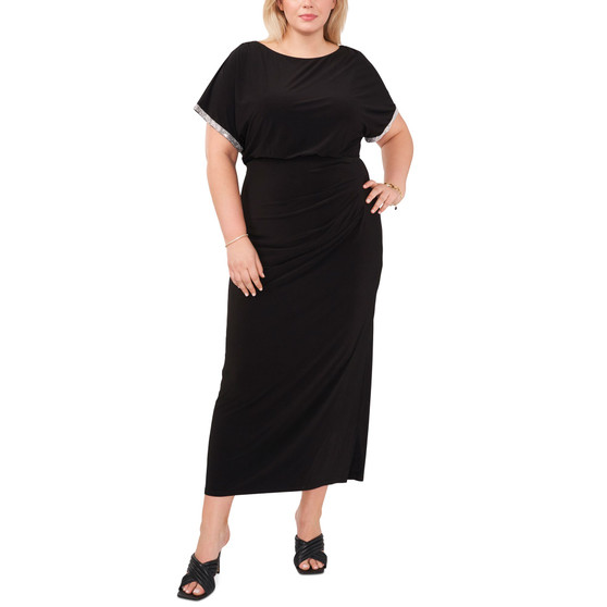 Plus Size Embellished-Trim Blouson Gown