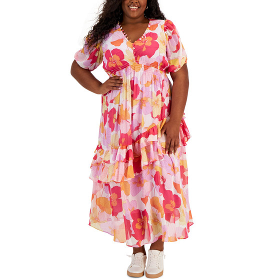 Plus Size Floral-Print A-Line Dress