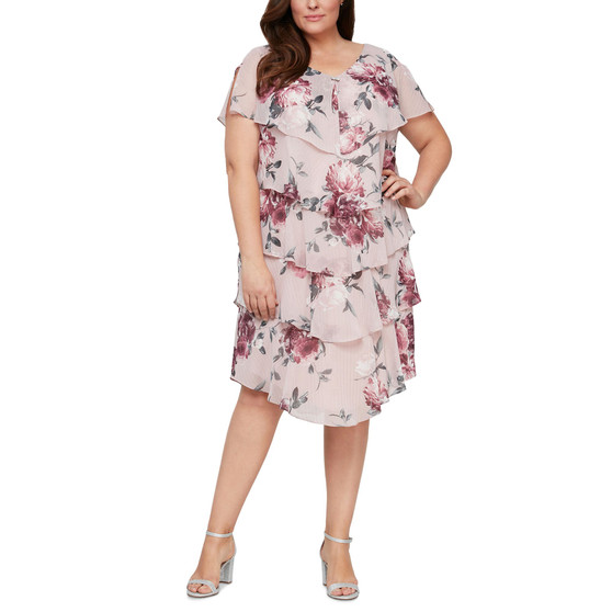 Plus Size Floral-Print Tiered Dress