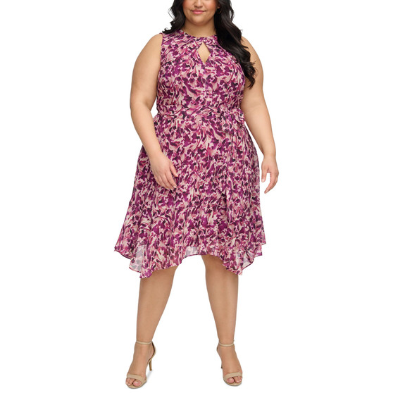 Plus Size Printed Fit & Flare Dress