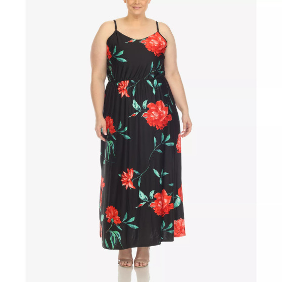 Plus Size Floral Strap Maxi Dress