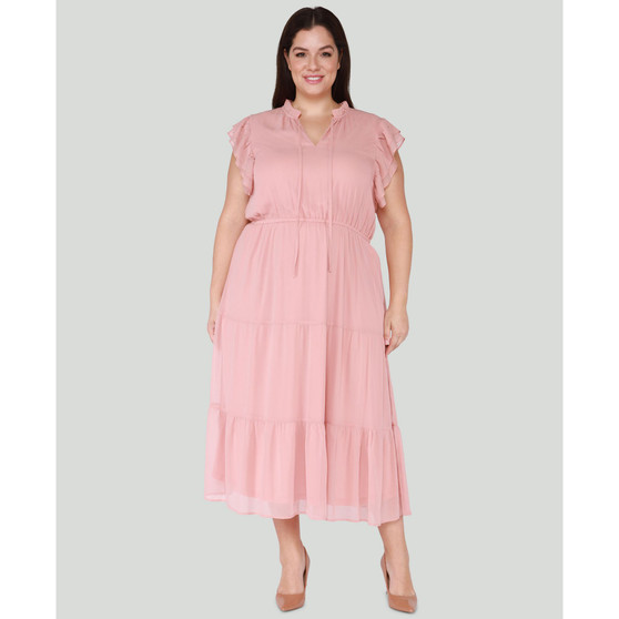 Trendy Plus Size Ruffle-Sleeve Tiered Maxi Dress
