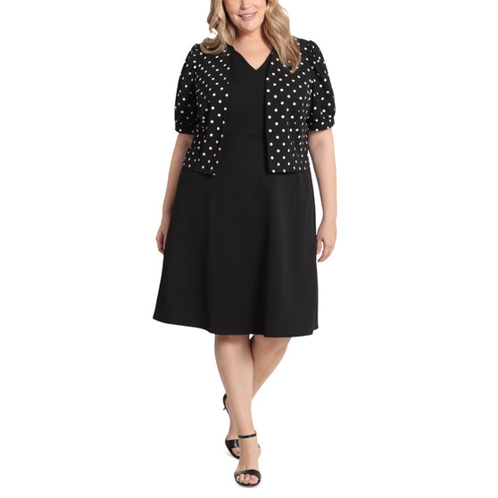 Plus Size 2-Pc. Printed Jacket & Fit & Flare Dress Set