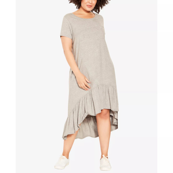 Plus Size Ella Ruffle Plain Dress